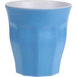 Onbreekbare kunststof/melamine blauwe drinkbeker 9 x 8.7 cm voor outdoor/camping - Drinkbekers