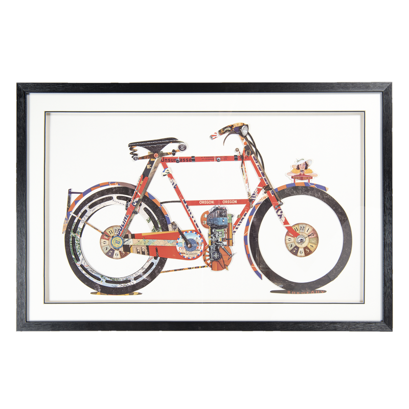Clayre & Eef Schilderij - 107*4*69 cm - meerkleurig - kunststof / papier - rechthoek - fiets - Clayre & Eef - 50318 - 