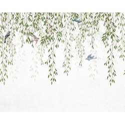 Sanders & Sanders fotobehang vogels in de natuur groen en blauw - 3,5 x 2,79 m - 601003