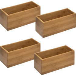 4x stuks opberg/sorteer/kast/lade verdelers vakjes bamboe hout 23 x 9 x 9.5 cm - Make-up dozen