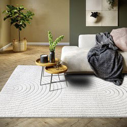 Japandi vloerkleed laagpolig - New York Design - Panglao Wit - 80x120 cn