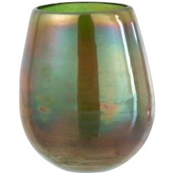  J-Line Theelichthouder Glas Zeepbel Effect Glanzend Groen - Medium