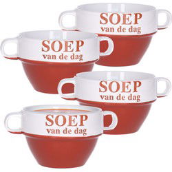 Soepkommen - 4x - Soep van de dag - rood - Stapelbaar - Kommetjes