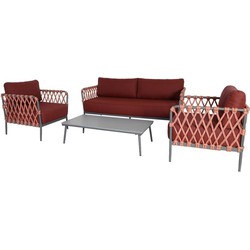 Maison Home Marrakesh Lounge Set 4Pcs (2X Chairs  Bench 81X186X69Cm  Table 120X60X31Cm)  -  Alu Powder Coated Anthracite