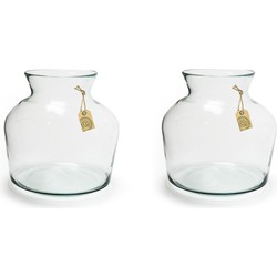 2x stuks transparante Eco terrarium vaas/vazen van glas 25 x 24 cm - Vazen