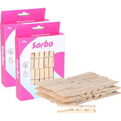 Sorbo wasknijpers hout - 72x stuks - knijpers / wasspelden - wasgoed - Knijpers