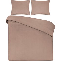 DoubleDry Dekbedovertrek Uni - 100% natuurlijk katoen - 140x200/220 - taupe