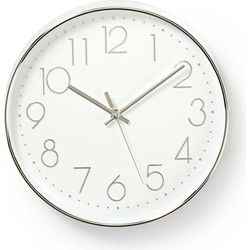 Nedis CLWA015PC30SR Ronde Wandklok Diameter 30 Cm Wit & Zilver
