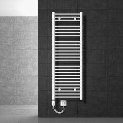 Badkamerradiator Elektrisch met verwarmingselement 1200W 500x1500 mm wit gebogen met zij-aansluiting