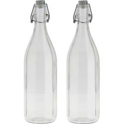 Bormioli rocco waterfles beugeldop - 6x - helder transparant - 1000 ml - Drinkflessen
