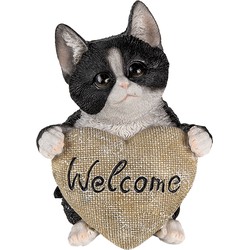 Clayre & Eef Beeld Kat 12x9x15 cm Zwart Polyresin Welcome Woonaccessoires