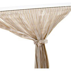 Beige/wit polyester stroken vliegen/insecten gordijn 90 x 210 cm - Vliegengordijnen