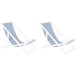 ANZIO/AVELLINO - Ligstoel doek set van 2 - Blauw - Polyester