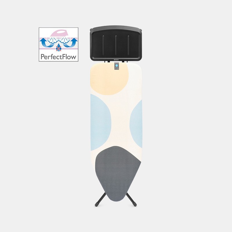 Strijkplank C, 124x45 cm, solide stoomunithouder, PerfectFlow - Spring Bubbles - 
