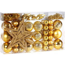 Kerstboom decoraties - Set van 66 - goudkleurig