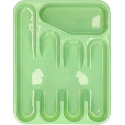 Excellent Houseware Bestekbak/keuken Organizer - 5-Vaks - Groen - 33,5 x 26,5 x 3,5 cm - Bestekbakken