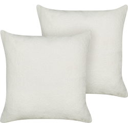 LEUZEA - Sierkussen set van 2 - Gebroken wit - 60 x 60 cm - Bouclé