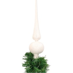 Glitter kerstboompiek wit 24 cm kunststof - kerstboompieken