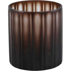 PTMD Linesa Brown Carved Glass Round Vase Matt Finish S