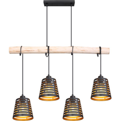 Industriële hanglamp Ablona - L:85cm - E27 - Metaal - Zwart