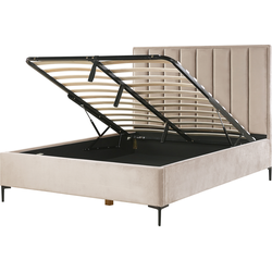 Beliani SEZANNE - Tweepersoonsbed-Beige-Fluweel