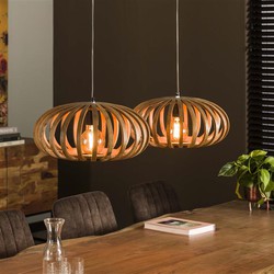 Hoyz - Hanglamp 2L stripes / Massief mango naturel