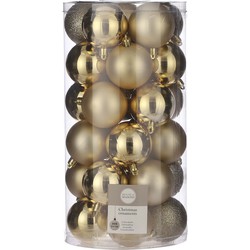 Kerstballen - 30x st - goud - D6 cm - kunststof - Kerstbal