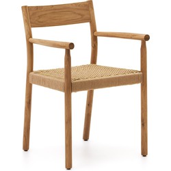 Kave Home - Yalia-stoel in massief eikenhout FSC 100% met natuurlijke afwerking en zitting van touw
