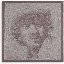 Knit Factory Gebreide Keukendoek - Keukenhanddoek Rembrandt - Ecru/Taupe - 50x50 cm