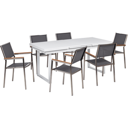 VALCANETTO/GROSSETO - 6-zits Tuinset - Wit/Grijs - Aluminium
