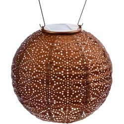 Lumiz Solar Buitenlampion Sashiko Rond - Solar Tuinverlichting - 20 cm - Koper