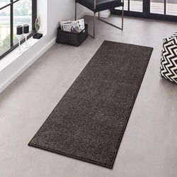 Loper Laagpolig Velours Vloerkleed - Designer Pure - Antraciet - 80x400 cm