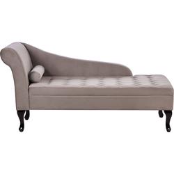 PESSAC - Chaise longue - Taupe - Linkerzijde - Fluweel