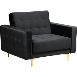 Beliani ABERDEEN - Fauteuil-Zwart-Fluweel