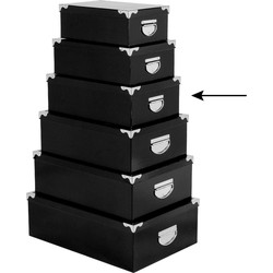 5Five Opbergdoos/box - zwart - L36 x B24.5 x H12.5 cm - Stevig karton - Blackbox - Opbergbox