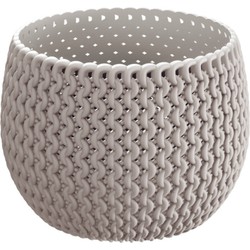 Plantenpot/bloempot kunststof dia 14.5 cm en hoogte 11 cm beige/taupe - Plantenpotten