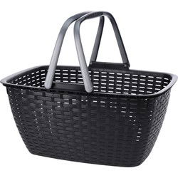 Wasmand - antraciet grijs -hengsel - 27 liter - 43 x 30 cm - kunststof - Wasmanden