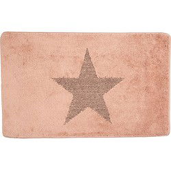 Clayre & Eef Badmat 78x48x1 cm Roze Polyester Rechthoek Ster