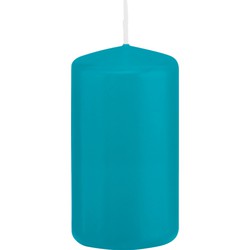 1x Kaarsen turquoise blauw 6 x 12 cm 40 branduren sfeerkaarsen - Stompkaarsen