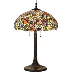 LumiLamp Tiffany Tafellamp  Ø 46x72 cm Groen Glas Tiffany Bureaulamp