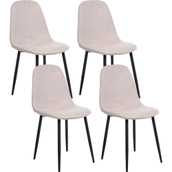 CRANDALL - Eetkamerstoel set van 4 - Beige - Stof