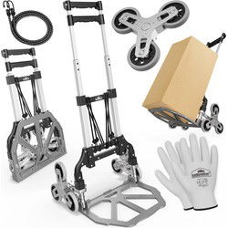 Steekwagen Zilver/Zwart aluminium 80kg voor Trap in hoogte verstelbaar