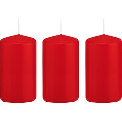 3x Kaarsen rood 6 x 12 cm 40 branduren sfeerkaarsen - Stompkaarsen