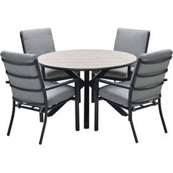 Edison tafel diameter122 cm carbon black/ light teak polyw