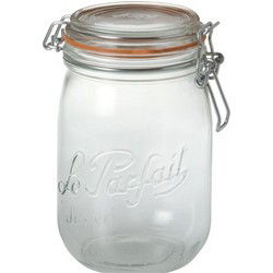 4x Luchtdichte weckpotten transparant glas 1 liter - Weckpotten