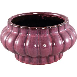 PTMD Sannee Red ceramic pot ribbed wide middle low S