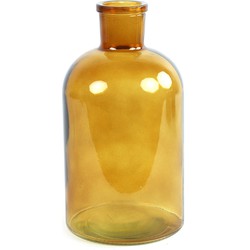 Countryfield vaas - goudgeel - glas - apotheker fles - D14 x H27 cm - Vazen