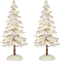 Snowy tree white lighted 2 stuks battery operated h15xd6cm