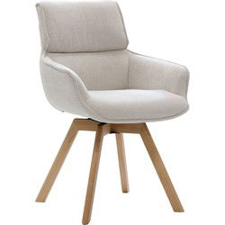 Eetkamerstoel Beige Stof - 57x65x86cm - Zithoogte 49cm - Else - Set van 2