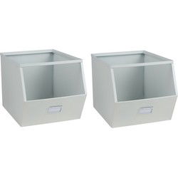 Urban Living Stapelbare opbergmand - 4x - Open Metal Box - 23 x 32 x 21 cm - Opbergmanden